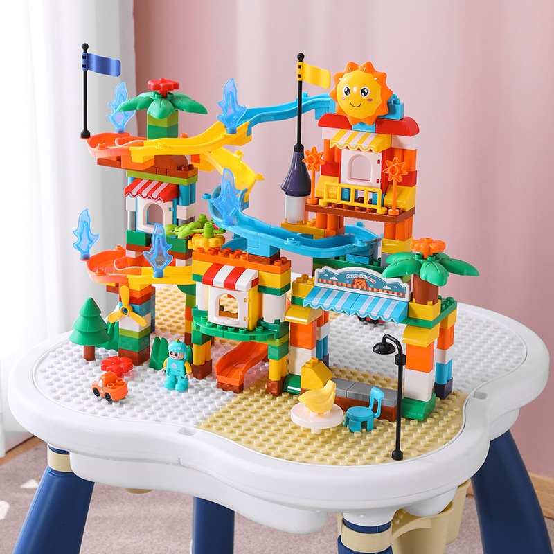 TikTok Quick Hand Building Blocks Table for Children's Multifunctional Large Particle Assembled Game Table for 3-6 Years Old Boys and Babies