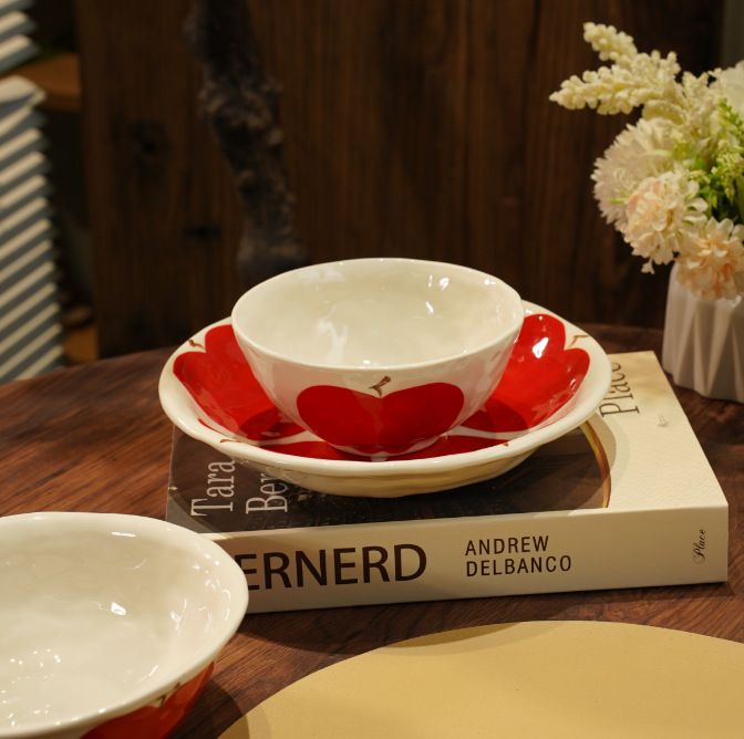 High-end Simple ins Large Apple Series Dessert Bowl Rice Bowl Small Soup Bowl Plate