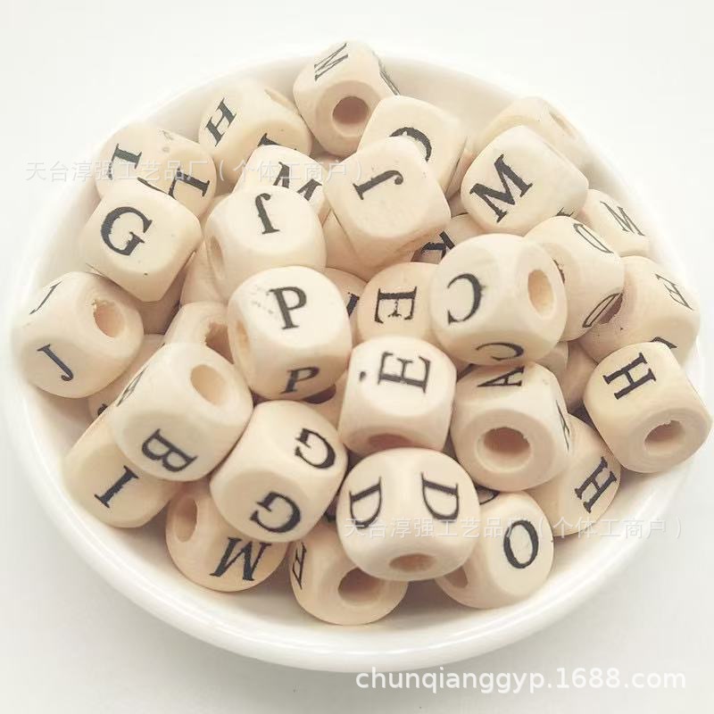 Manufacturer's Ready-Made Beaded Lotus Wood English Letter Beads DIY Wooden Letter Beads Wooden Kidsren's Beads 10mm