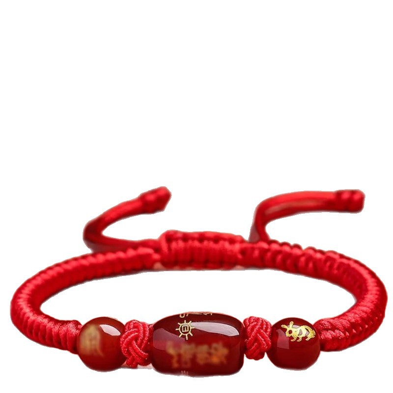 Zodiac Year Bracelet Putuo Mountain Red Agate Red Rope Bracelet for Women