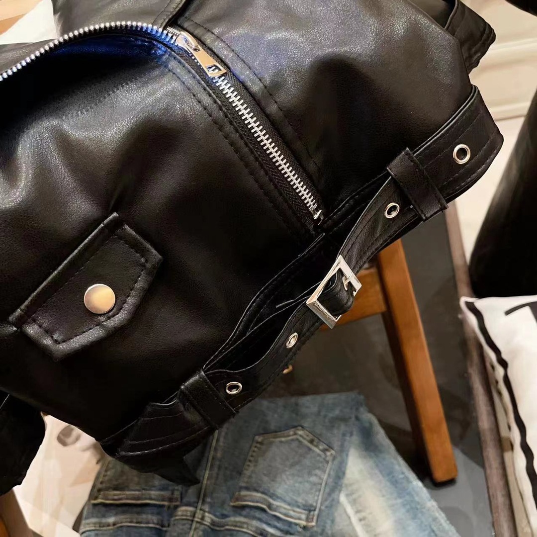 Children's Leather Jacket 2025 New Style Girls' Leather Jacket Fashionable Street Motorcycle Jacket Foreign Trade Children's Clothing Top