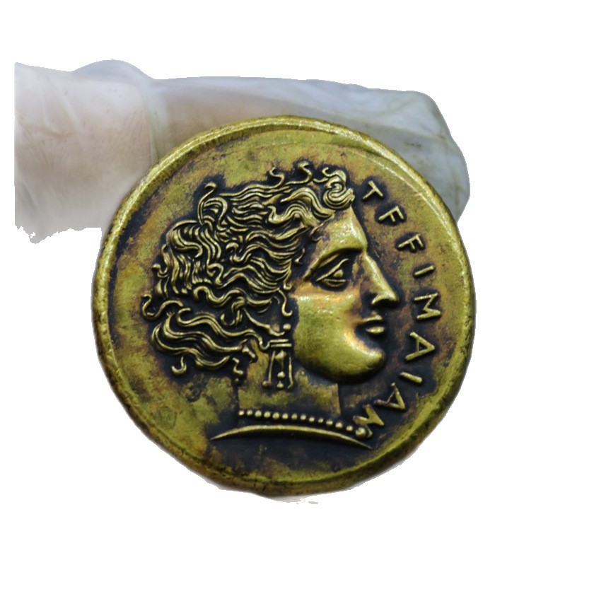 Ancient Roman Thickened Commemorative Coin Brass Gold-Plated Material Antique Crafts Solid Gold Coin