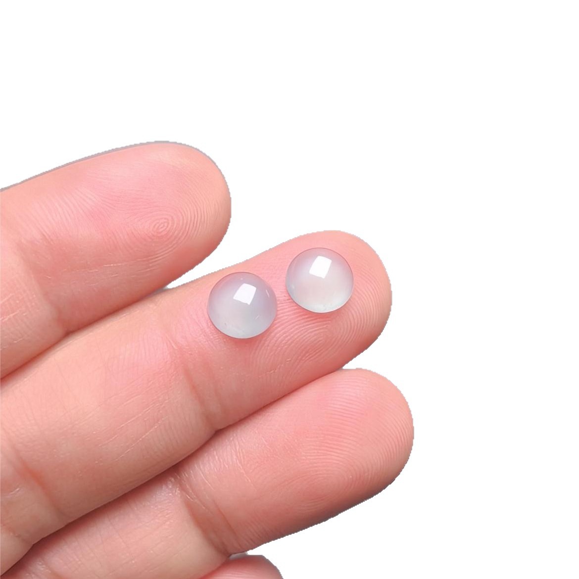 Guatemalan Natural Jadeite (a) Semi-Circular Flat-Bottomed Double-Sided Cabochon Ring Jewelry Inlaid DIY Loose Stone