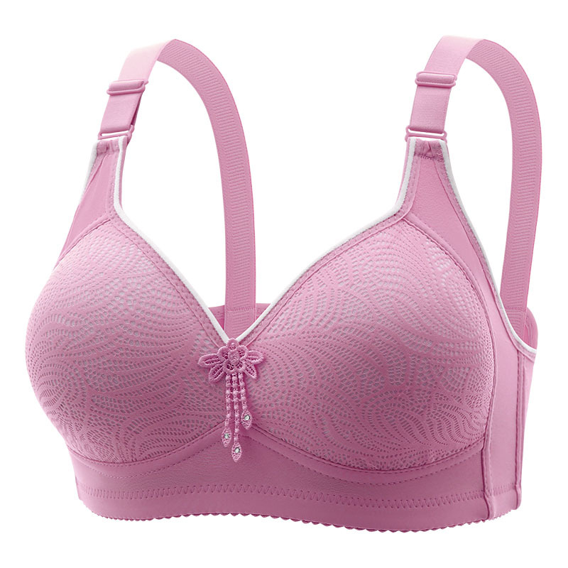 New women's plus size thin wireless bra anti-sagging side gathered breathable middle-aged and elderly underwear cross-border