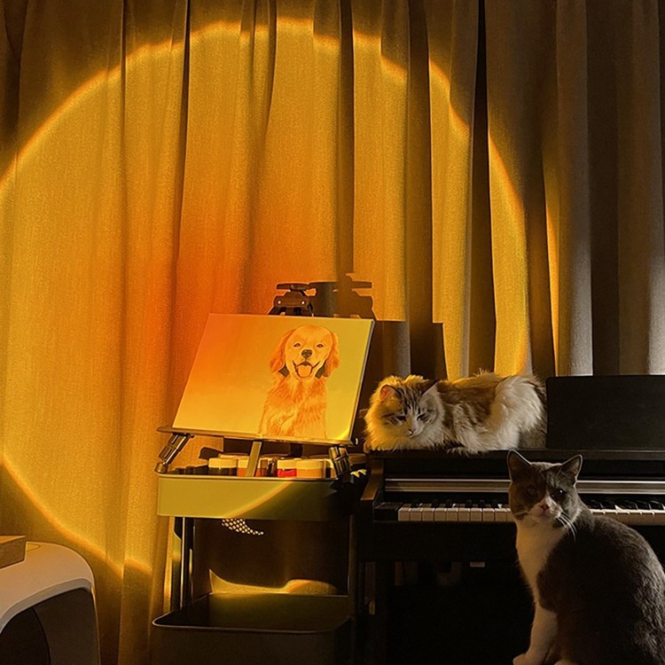 Cross-Border Rgb Mini Sunset Lamp Photo Atmosphere Lamp Live Broadcast Background Wall Photo Ins Creative Table Lamp Sunset Lamp