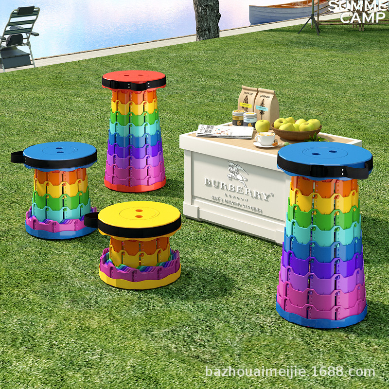 Folding Telescopic Stool Outdoor Portable Stool Home Travel Universal Plastic Chair Thickened Folding Fishing Chair