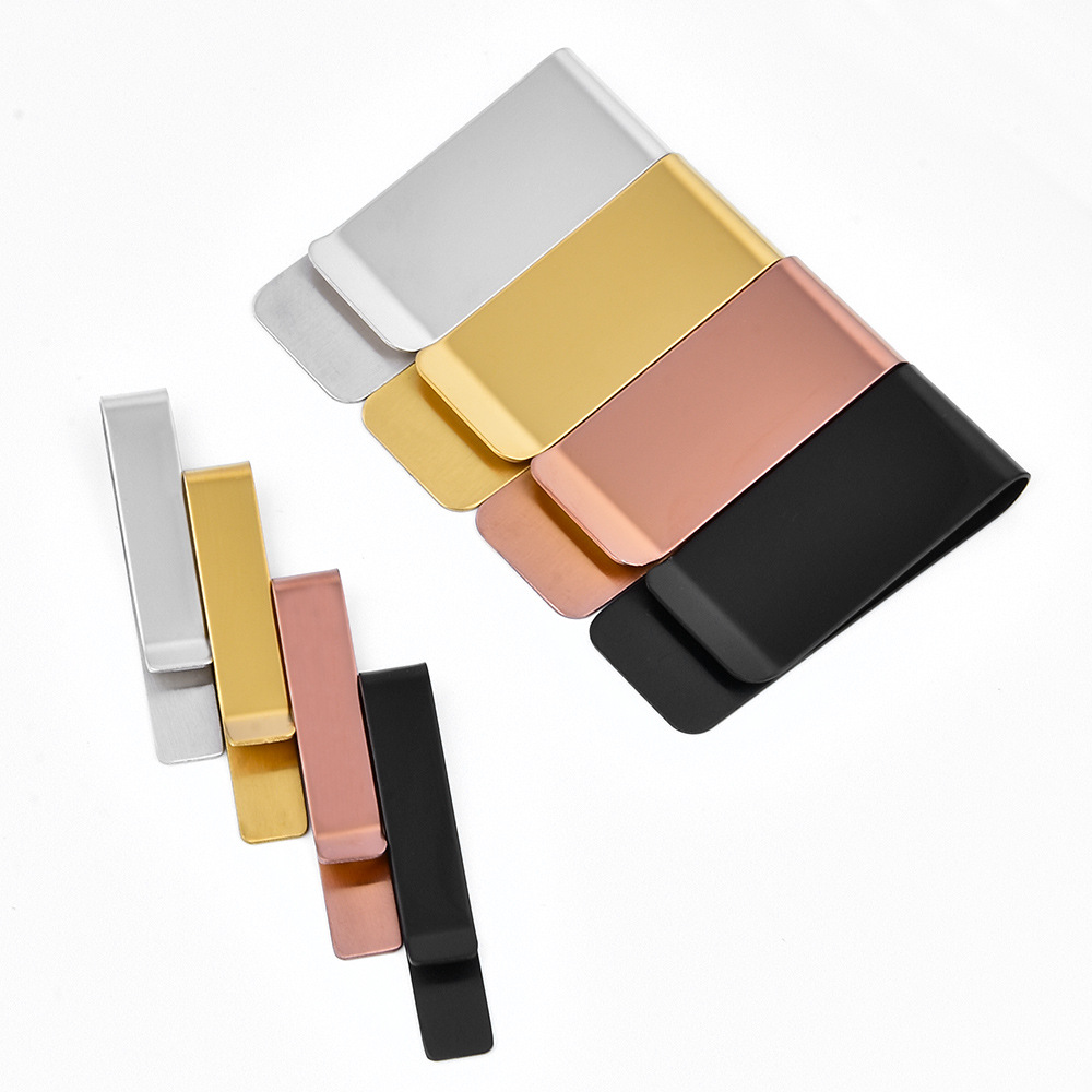 Cross-Border Hot Selling Stainless Steel Tie Clip Wallet Clip Dollar Wallet Laser Laser Logo Engraved Collar Clip Book Clip