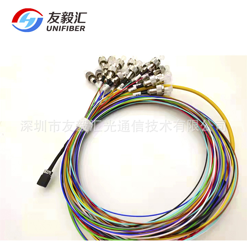 Оптоволоконный джампер MT-FC с низкими потерями, 24 ядра, однорежимный, телекоммуникационного класса