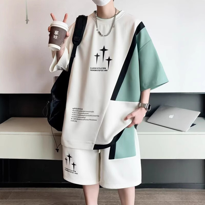 Large Size Running Sportswear Men's Clothing Men's Foreign Trade Casual Thin Short-Sleeved Shorts Two-Piece Summer Sports Suit