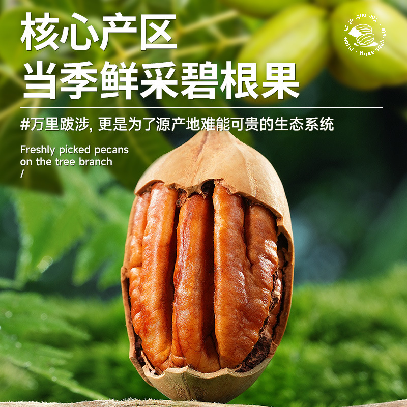 [Three Squirrels Pecans 120G/Bag] Casual and Healthy Snacks, Nut Creamy Longevity Dried Fruit