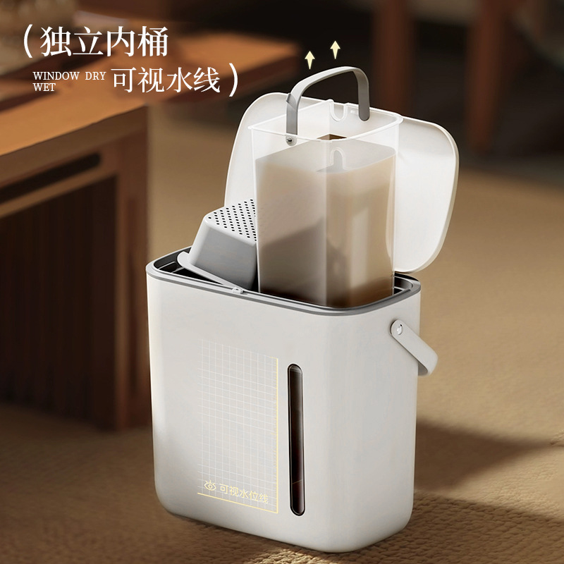 Shuangyi Tea Bucket Dry and Wet Separation Tea Room Trash Can Water Level Visual Window Tea Water Separation Bucket Thickeneded Drainage Bucket