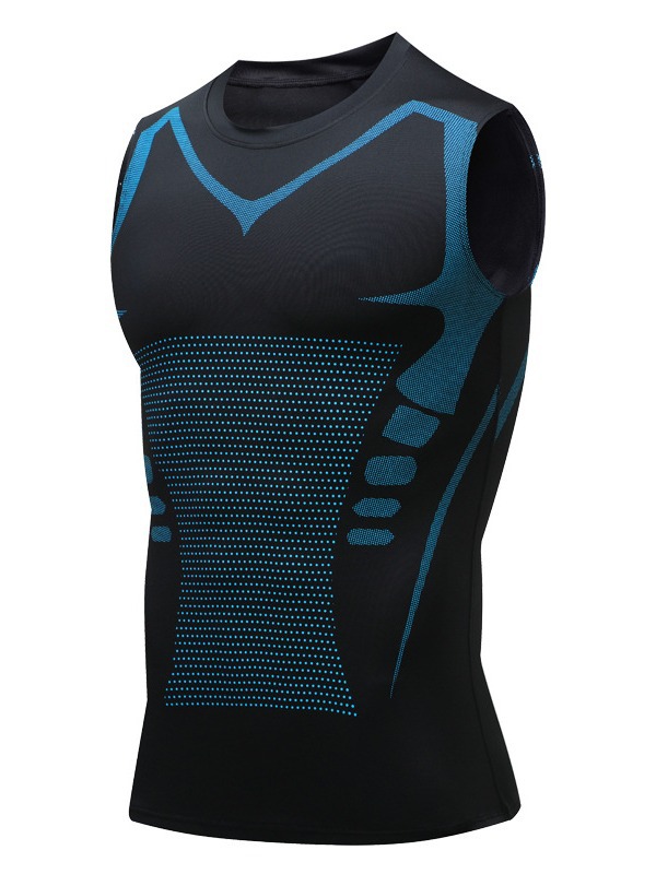 Fitness Clothes Men's Short-sleeved Sleeveless Tight Clothes Running Basketball Training Clothes Top Gym Vests Lightweight