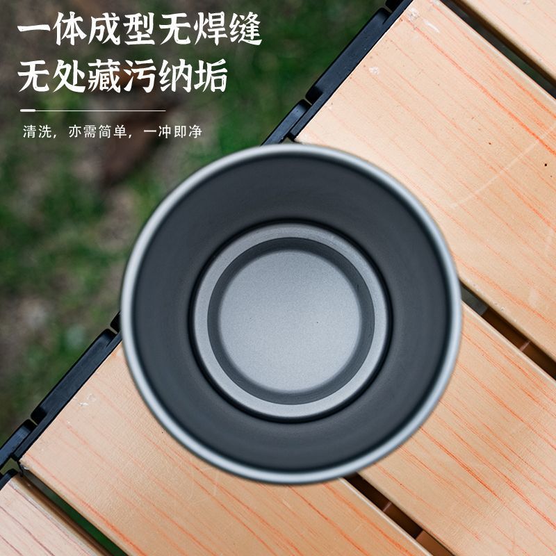 Pure Titanium Beer Cup Single-Layer Outdoor Camping Juice Cup Handy Cup Titanium Alloy Anti-Fall Cold Drink Cup Portable Titanium Water Cup