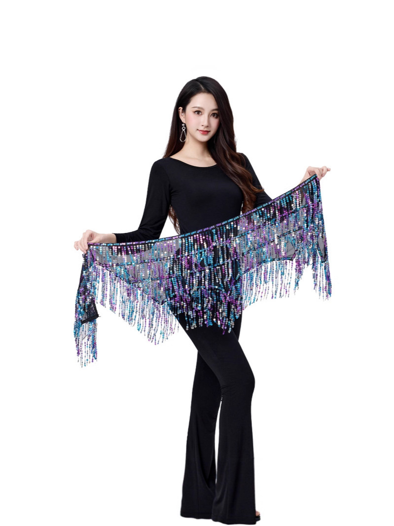 Douyin's Same Style Belly Dance New Sequin Tassel Waist Chain Bohemian Hip Scarf Skirt Hip-Hop Encrypted Jazz Dance Waist Scarf
