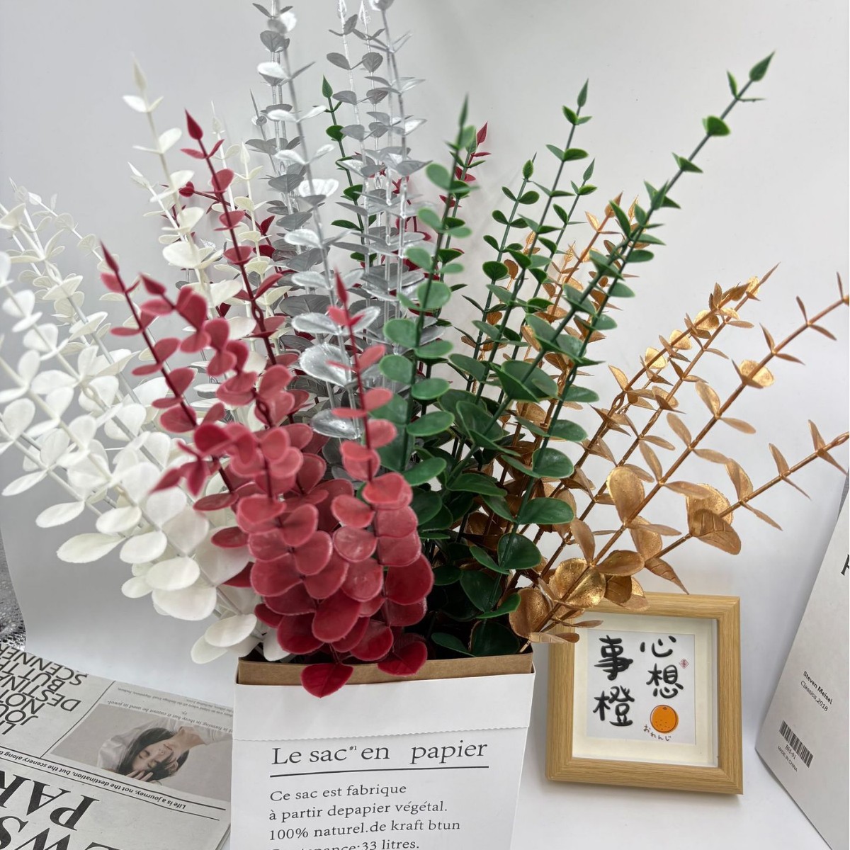 Искусственные цветы золотого эвкалипта, листья эвкалипта, праздничный декор, рождественский декор, свадебное оформление, фальшивые цветы для свадьбы