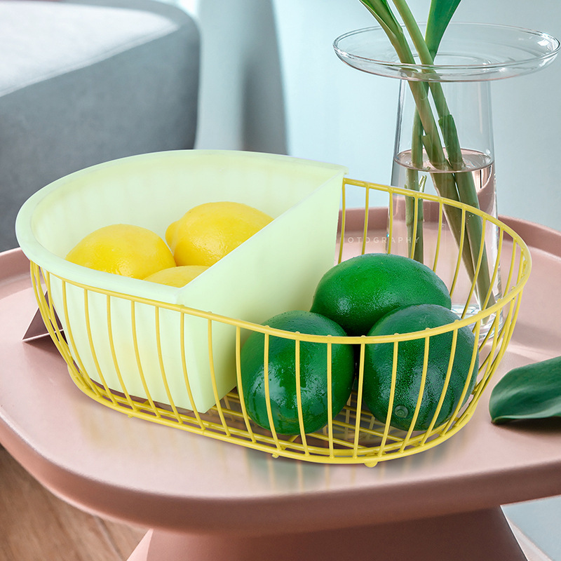 Iron Fruit Plate Scandinavian Style Accessible Luxury Coffee Table Snack Plate Creative Modern Cut Out Fruit Basket Living Room Home