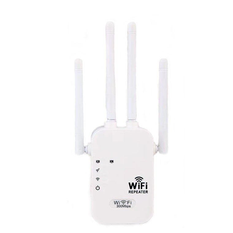WIFI signal booster four antenna home through wall wireless network amplifier 300M repeater