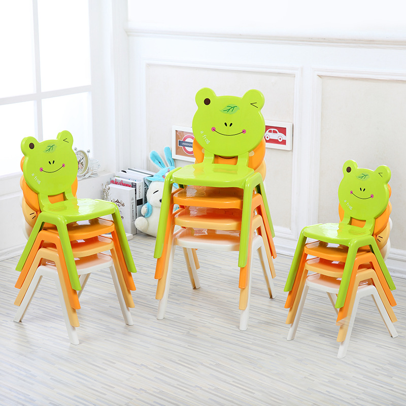 Thickened Children's Home-Use Backrest Chair, Kindergarten Study Table and Chair, Baby Cartoon Chair, Non-Slip Stool, Plastic
