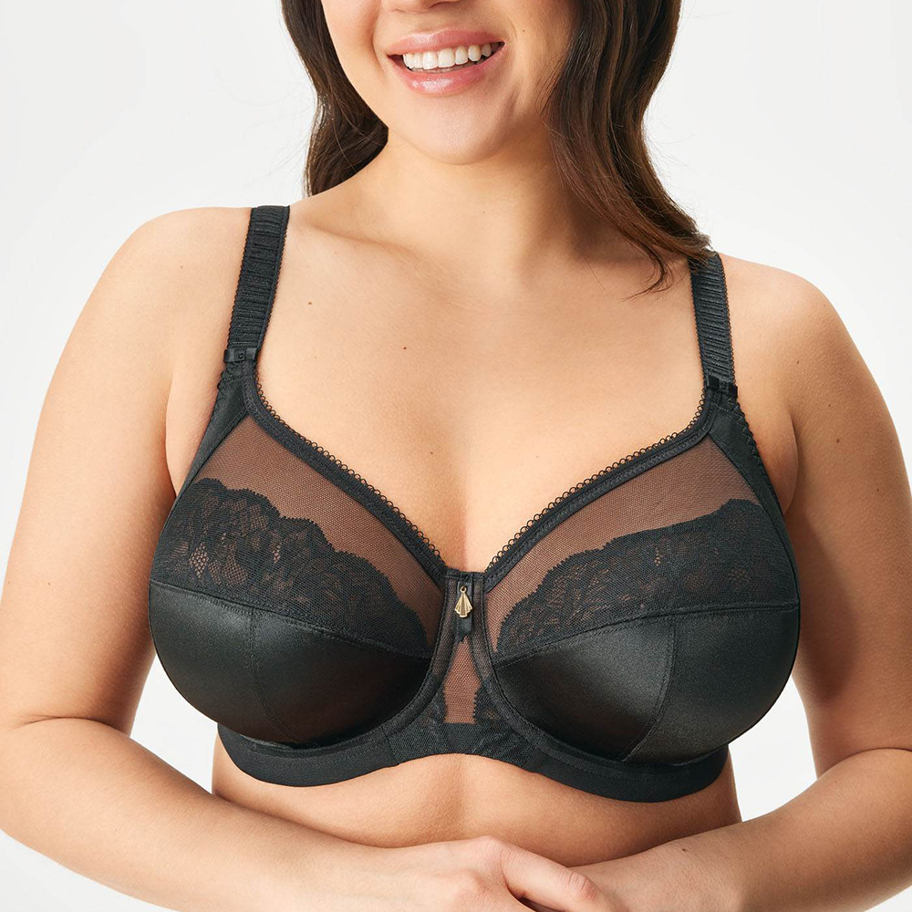 Cross-Border Hot-Selling Large Size Gh Cup Glossy Lace Ultra-Thin Full Cup Wire-Free Bra Customized with Labor and Materials