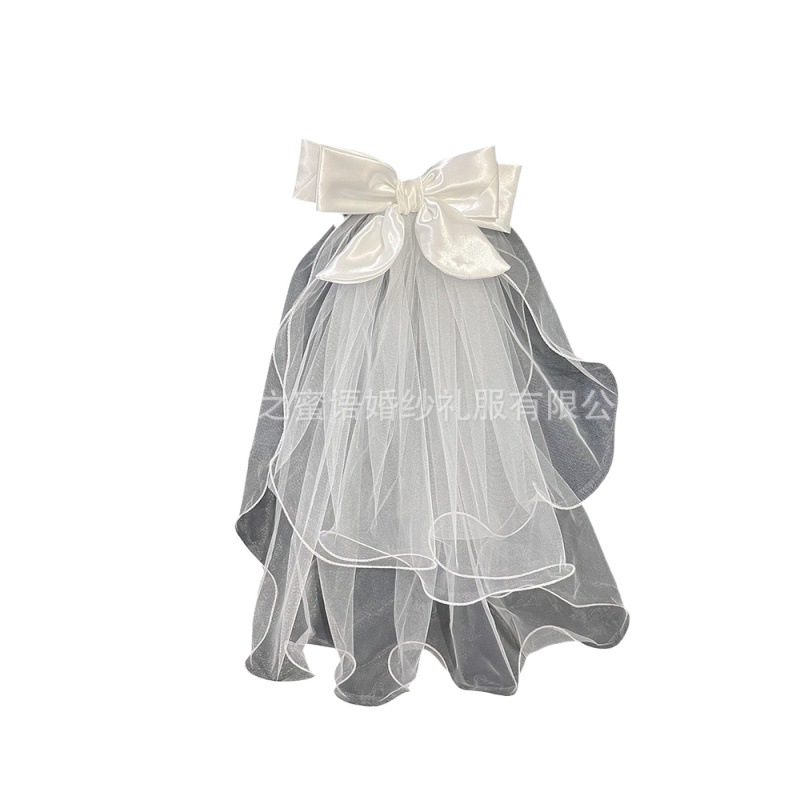 Veil internet celebrity photography props with light flash stall luminous double-layer headdress children's white mesh bow