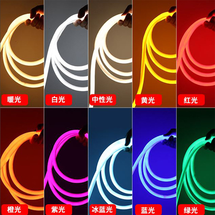 Led Flexible 360 Degree Round Light Strip 220V Outdoor Waterproof Billboard Lighting High Brightness Engineering Neon Light Strip