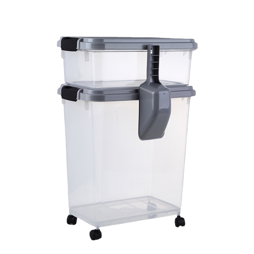 Factory processing three-piece set sealed dog food bucket pet bucket with shovel pet cat food box dog food storage bucket moisture-proof