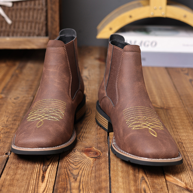 R003 Chelsea boots Cross-border Embroidered Leg Chelsea Boots Men's Martin Boots Foreign Trade
