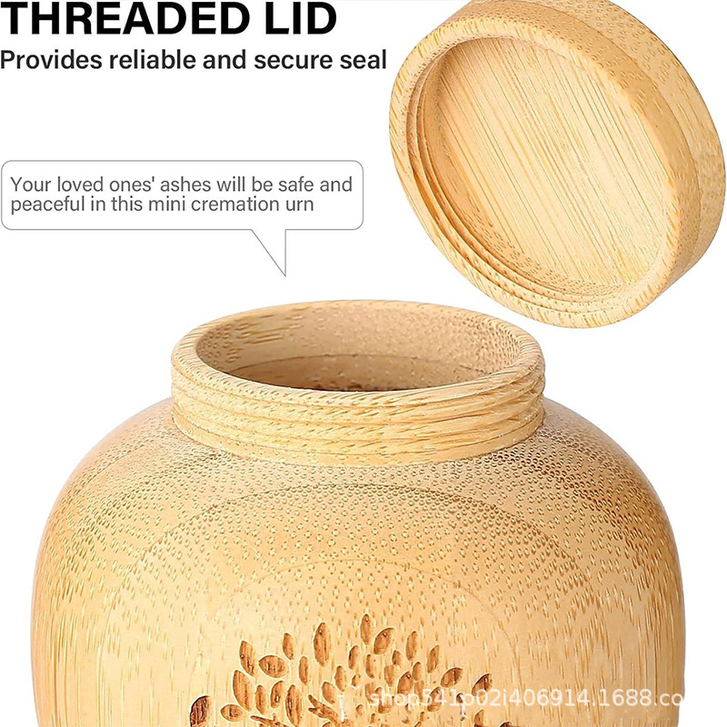 Cross-Border Wooden Pet Urn Pet Funeral Supplies Tree of Life Cat and Dog Coffin Solid Wood Urn with Lid