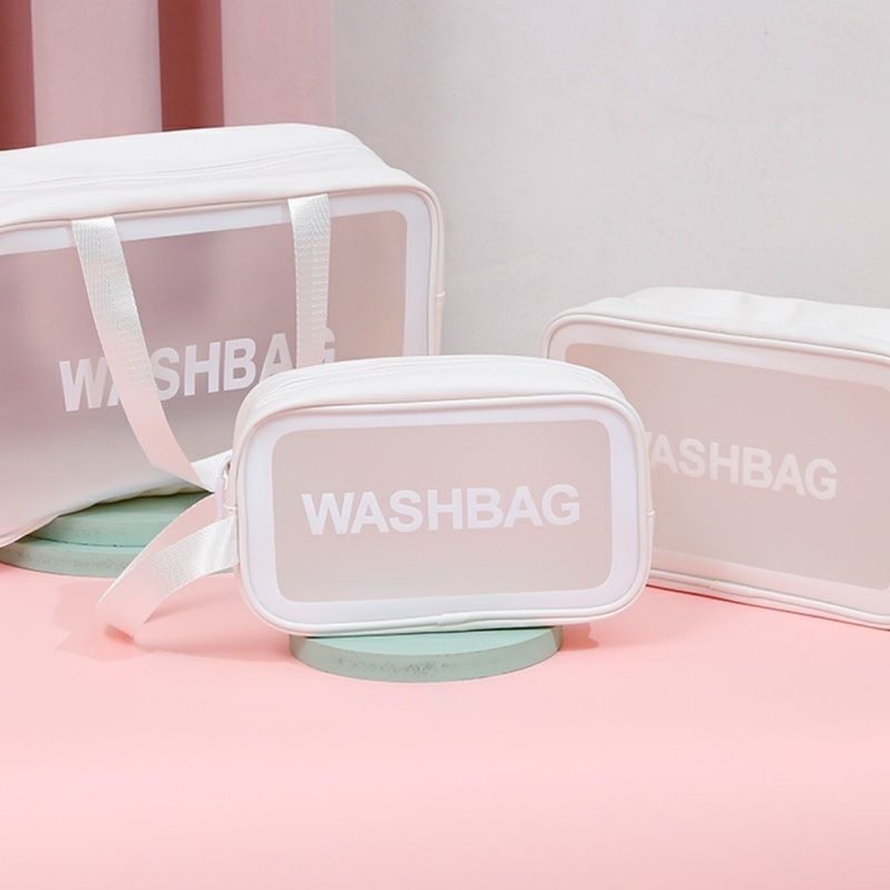 Waterproof Cosmetic Bag Large Capacity Transparent PVC Portable Toiletry Bag Travel Portable Frosted Cosmetic Storage Bag