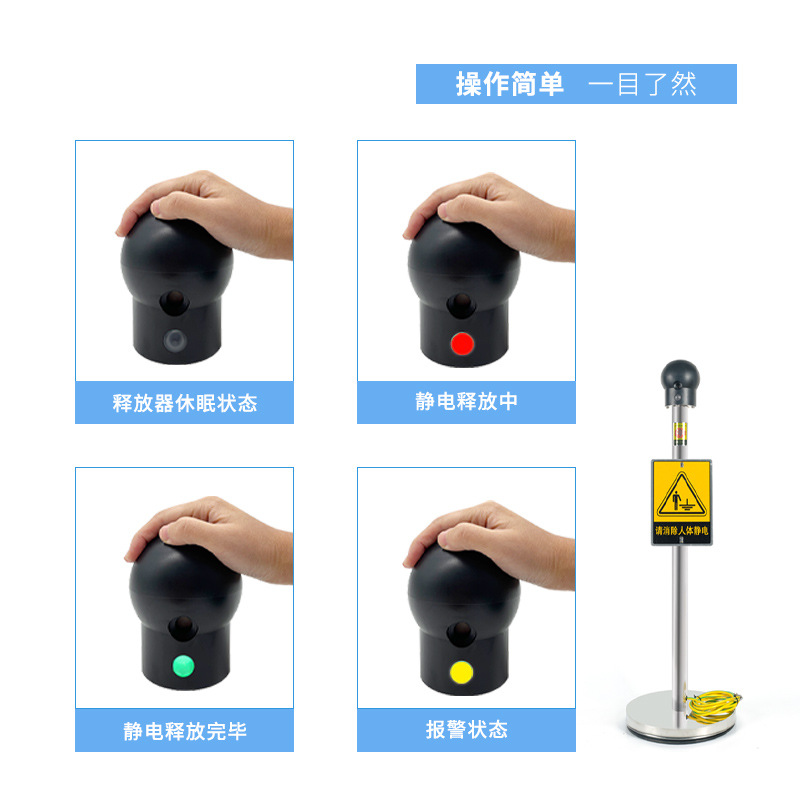Human body static eliminator touch type release ball industrial explosion-proof sound and light voice alarm intrinsically safe release column