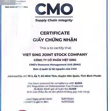 Eudr/Fsc Certification Vietnamese Natural Rubber Svr3L Eu Zero Deforestation Certification