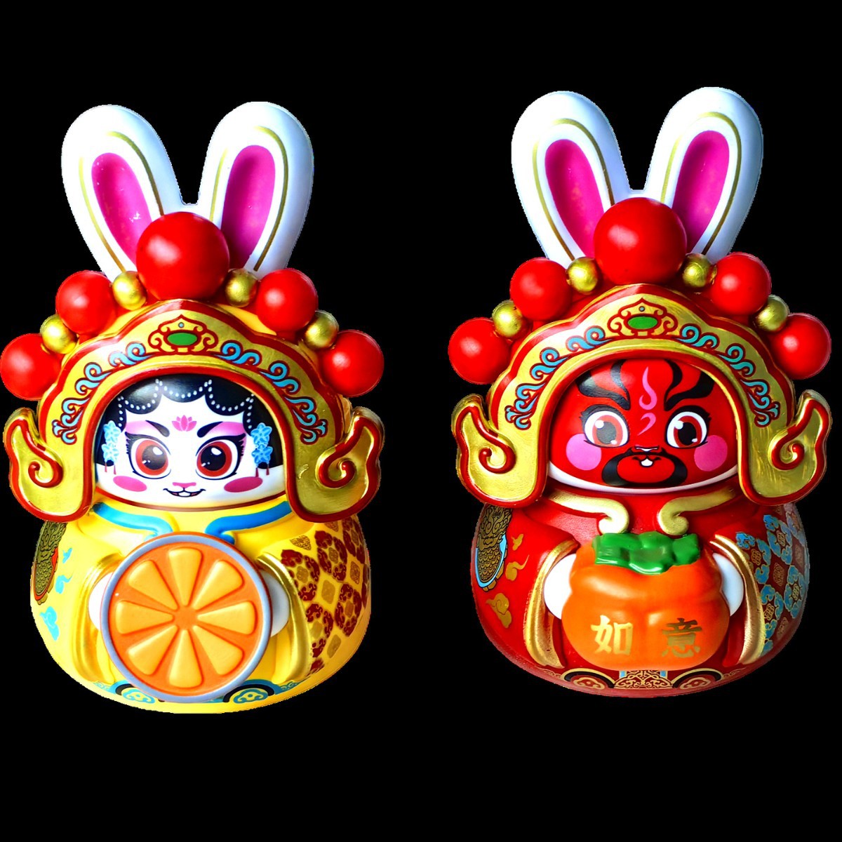 Old Beijing Rabbit Face-Changing Doll Toy Peking Opera Face Mask Figurine New Year Festive Supplies Intangible Cultural Heritage