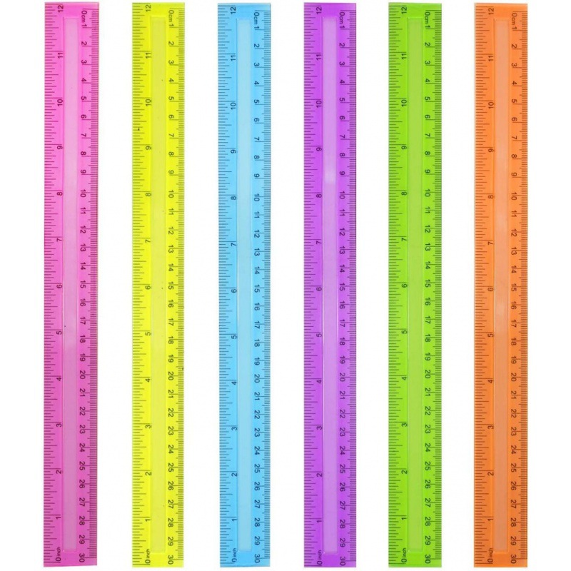 Пластиковая линейка 30 см с канавкой цветная прозрачная линейка 30 см