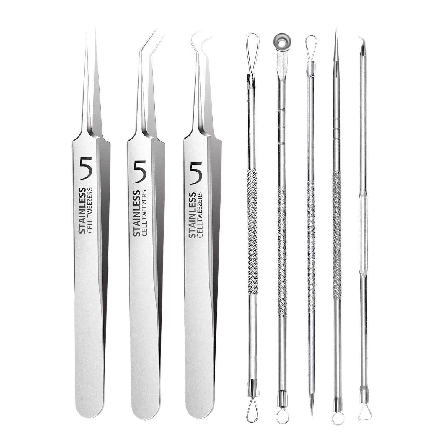 Stainless Steel Acne Needle Set Acne Clip No. 5 Cell Clip Blackhead Tweezers Acne Needle Beauty Tool Cell Clip