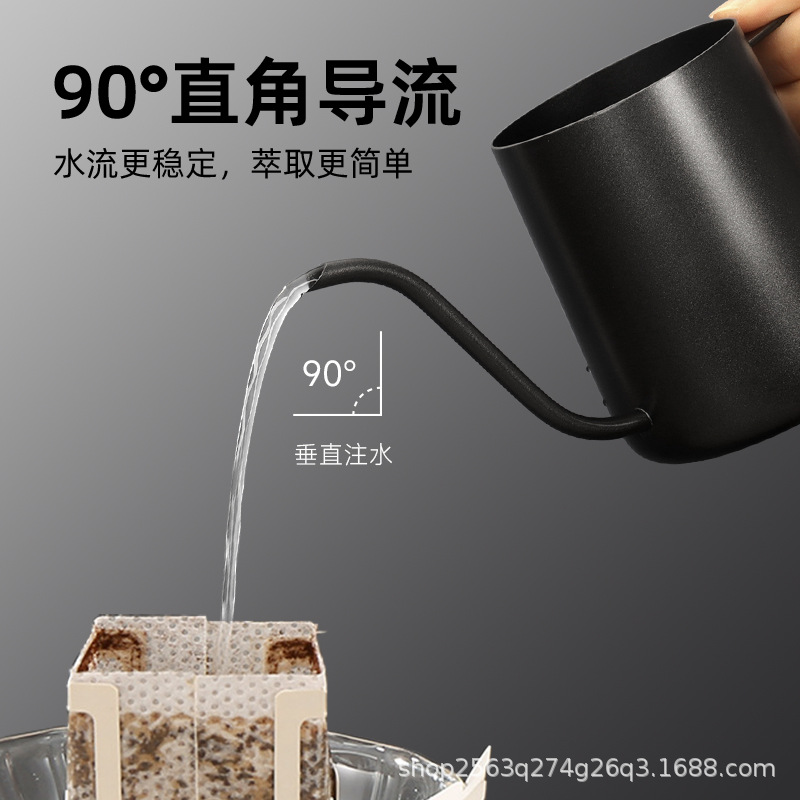 Cross-Border Coffee Pour-Over Kettle, Stainless Steel Gooseneck Dripper, Black Long Spout Pour-Over Kettle Tool for Home Use, Thickened