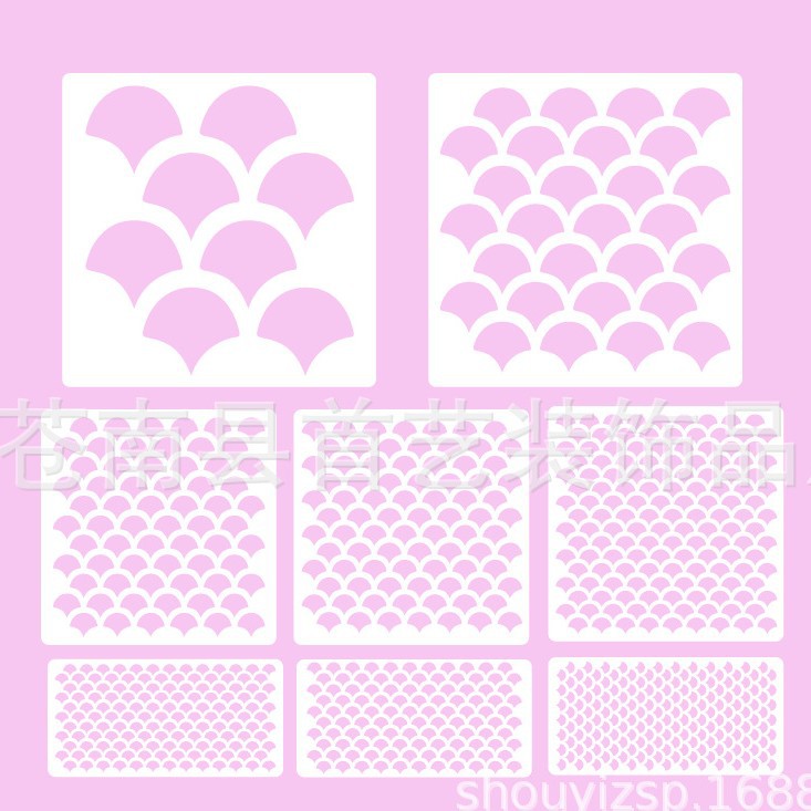 8 штук шаблонов рыбьей чешуи, макияж для лица, ручная роспись, вырезанные сетки рыбьей чешуи, маскирующая аэрозольная живопись DIY