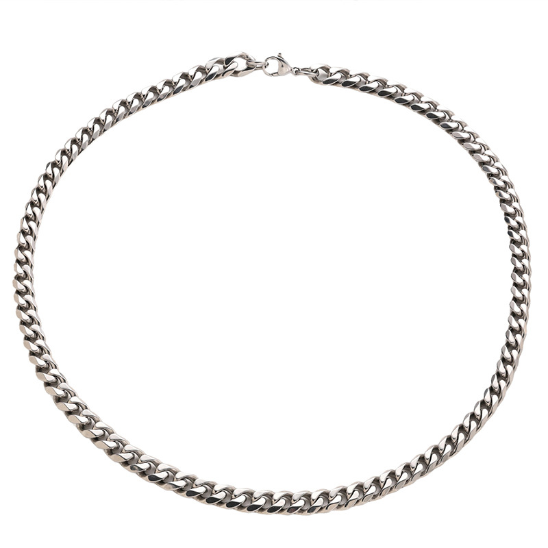 Nk Chain Cross-Border Titanium Steel Non-Fading Cuban Chain Men's Necklace Men's Classic Stainless Steel Accessories European and American Men