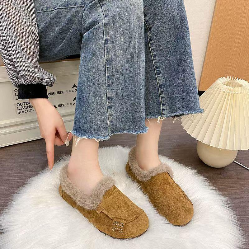 [Dropshipping] Slip-On Maternity Shoes, Retro Beanie Shoes, Fleece-Lined Warm Boken Cotton Shoes, Designer Furry Shoes