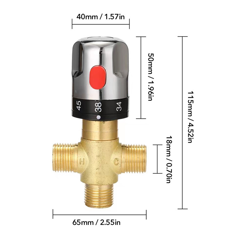 Cross-border foreign trade kitchen bathroom brass thermostatic pipeline valve temperature control mixing valve toilet hot and cold thermostatic valve