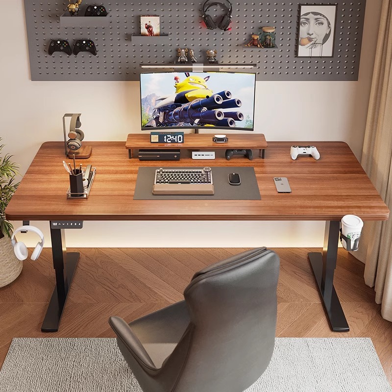 Cross-Border Hot Selling Electric Lift Table Smart Solid Wood Computer Table Home Office Desk E-Sports Table Workbench