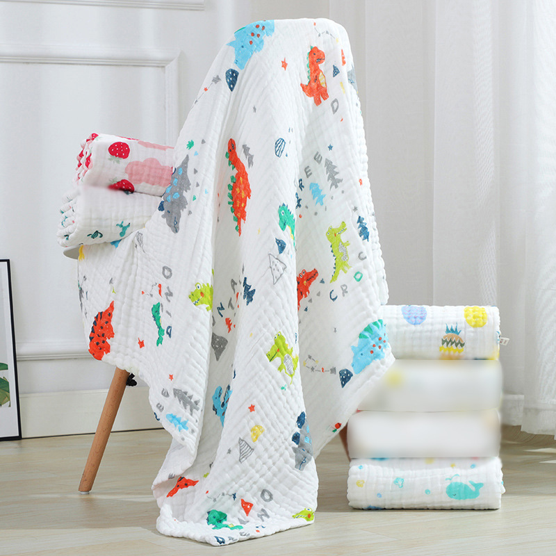 Six-layer Gauze Baby Towel Quilt Toddler Printed Baby Blanket Washable Summer Quilt Soft Seersucker