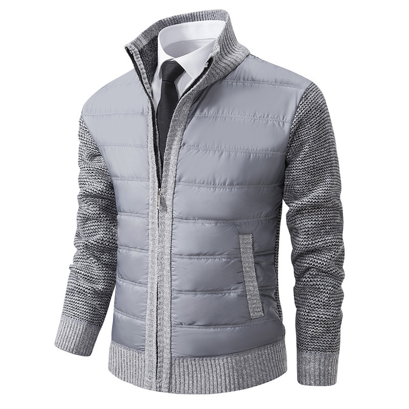 Foreign Trade Casual Men's Cardigan Knitwear Daddy Knitwear Outwear Zipper Stand Collar Fleece-Lined Autumn and Winter Thickeneding