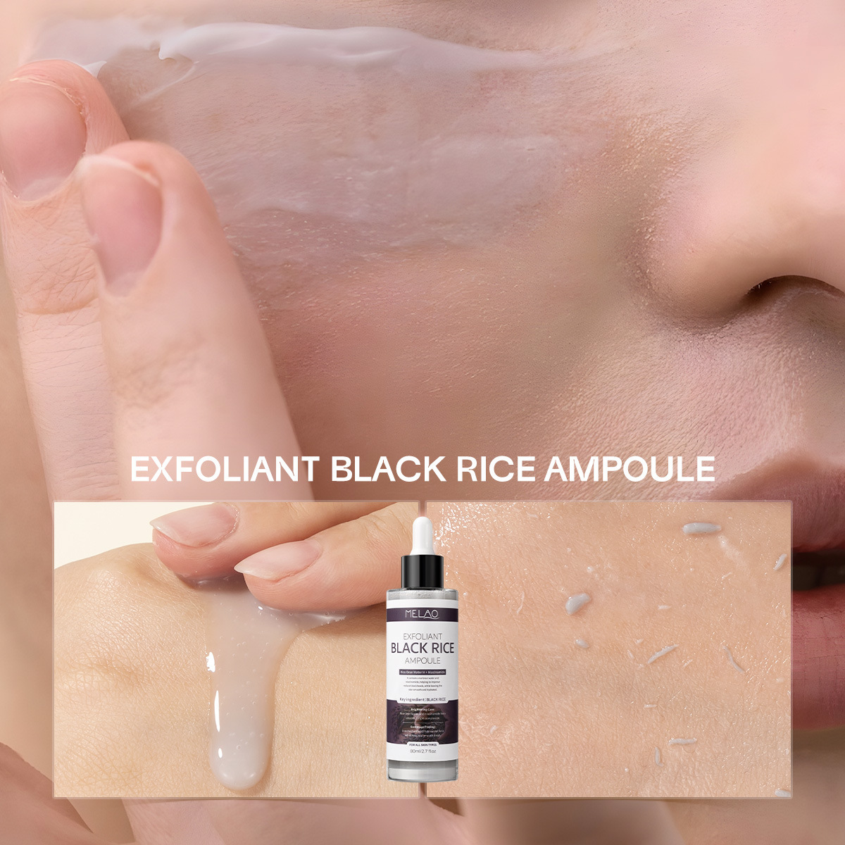 Cross-Border Amazon New Product Rice Exfoliating Ampoule Black Rice Rice Essence Softens Pores and Moisturizes the Face