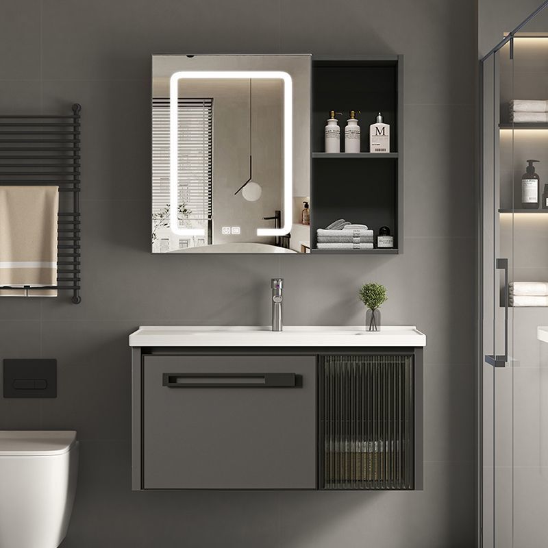 Space Aluminum Bathroom Cabinet Bathroom Washbasin Washbasin Cabinet Combination Integrated Slate Washstand Narrow Edge Small Apartment