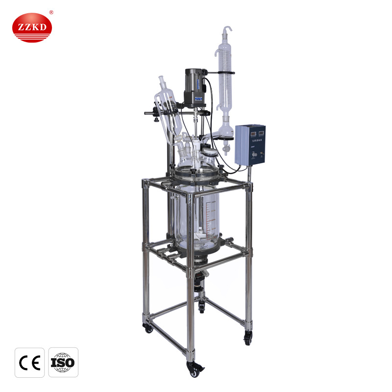 Double-Layer Glass Reactor Manufacturer Supplies 1L-100L Laboratory Distillation Extraction Double-Layer Glass Stirring Reactor