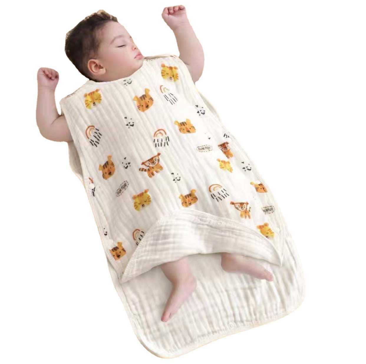 Newborn Gauze Sleeping Bag Spring and Summer Thin Two-Piece Vest Anti-Kick Quilt Four-Six Layers Infant Cotton Gauze