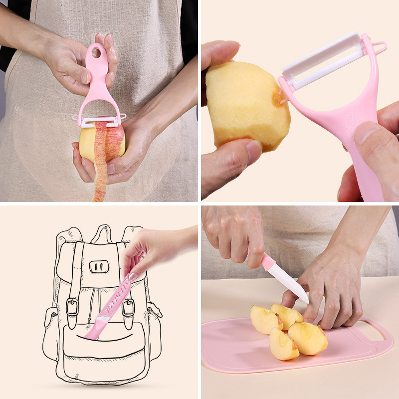 Spot Three-piece Set 120g Set Fruit Melon Planer Cutting Board Kitchen Gift Stainless Steel Peeling Three-piece Knife