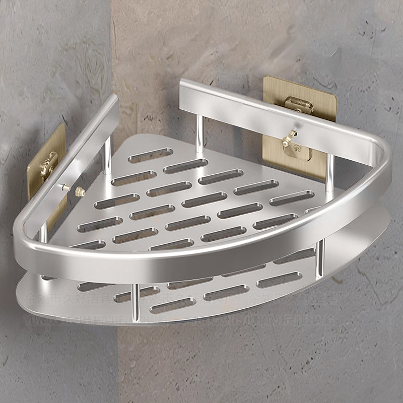 Suction Cup Wall-Mounted Multi-Layer Triangular Toilet Corner Wall-Mounted Waterproof Punch-Free Storage Bathroom Shelf Aluminum Alloy