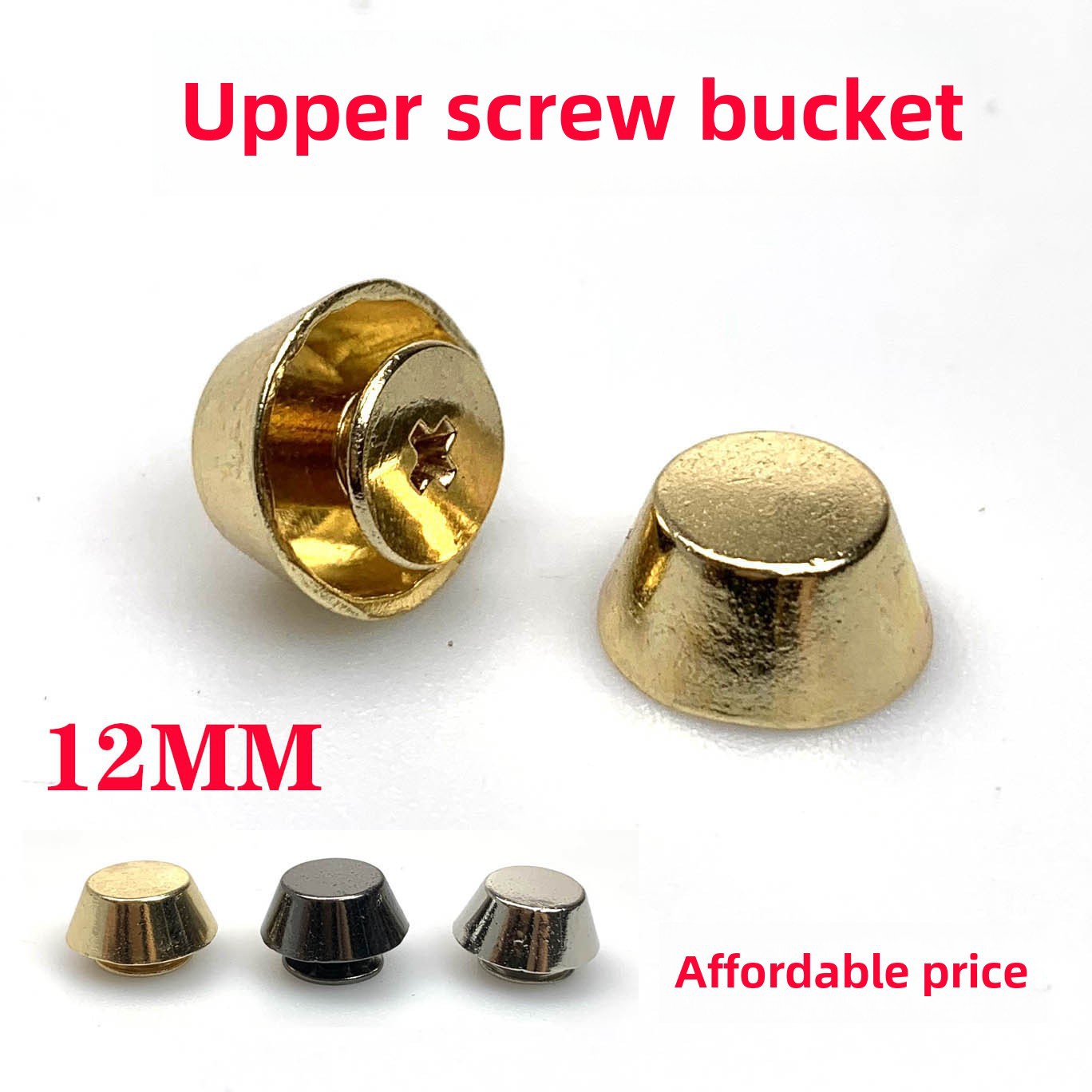 12mm Upper Screw Roller Plated Bucket Nails Luggage Hardware Accessories Bag Bottom Foot Nails Decoration
