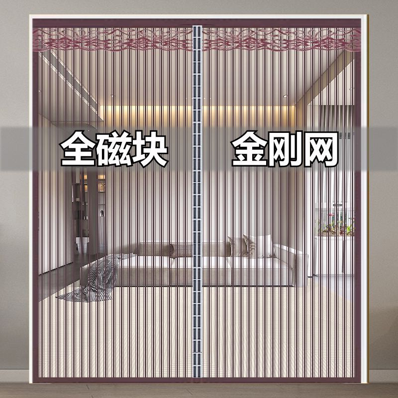 Summer Mosquito-Proof Magnetic Screen Door Curtain with Velcro for Home Bedroom Partition, Self-Adhesive, No Drilling Required